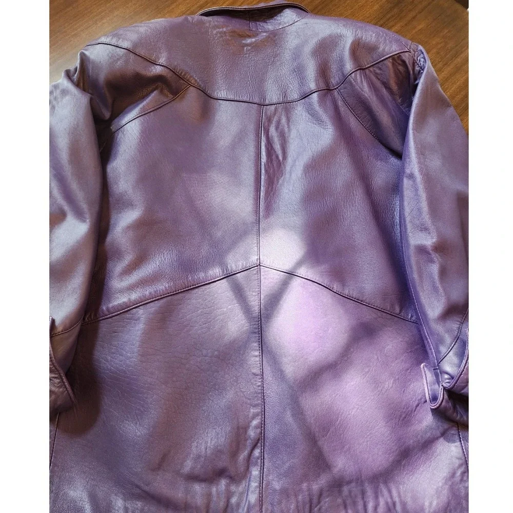 ✨️VTG Christian Dior Purple Lambskin Leather Blazer Coat L Rare Y2K streetwear